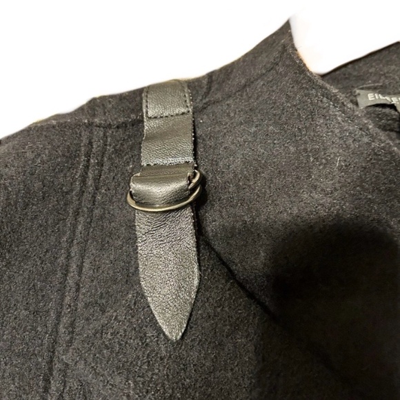 Eileen Fisher Women's 100% Wool Sweater Plus 2X Black Wrap Leather Trim EUC - Picture 2 of 5